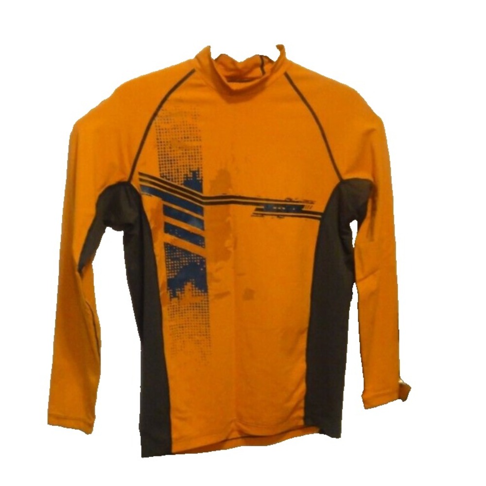 Bare Sunguard Shirt Mens M Orange Grey Nylon Spandex Surf Long Sleeve‎